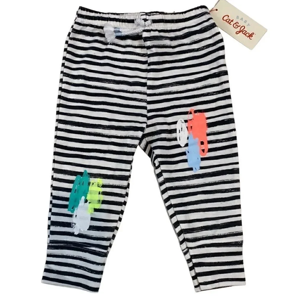 Cat & Jack Joggers Striped Neon 6-9 Months NWT